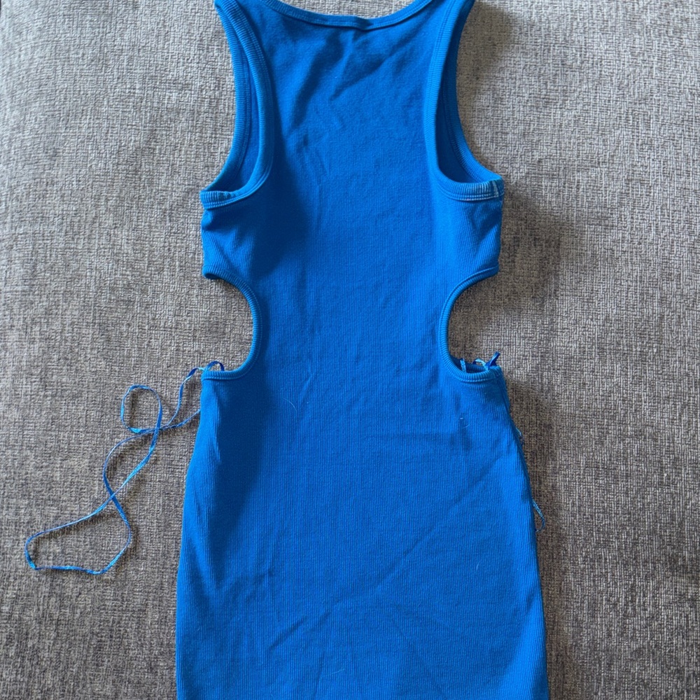 Zara Vibrant Blue Ribbed Tank Top - Picture 4 of 4